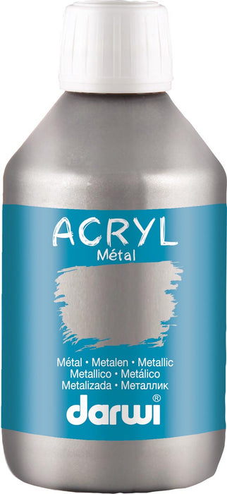 Darwi Metaal effect acrylverf - zilverkleurig 250 ml