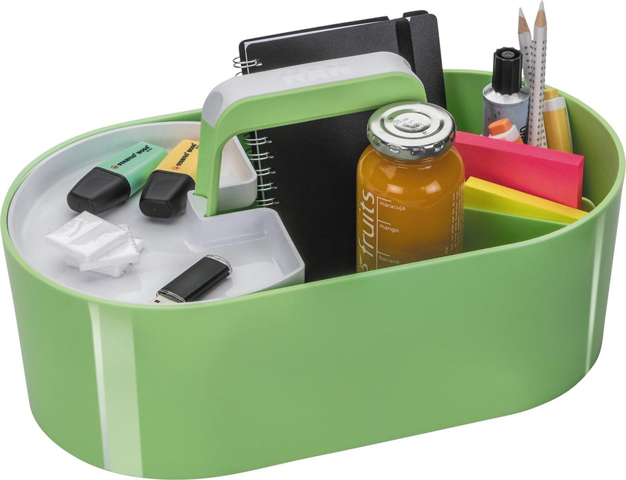 Han Toolbox Bureau-organizer met draagbare standaard, 4 vakken, groen (Lime Green)