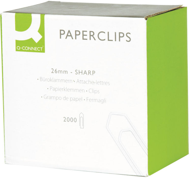 Q-CONNECT papierklemmen, 26 mm, doos van 2000 stuks 24 stuks, OfficeTown