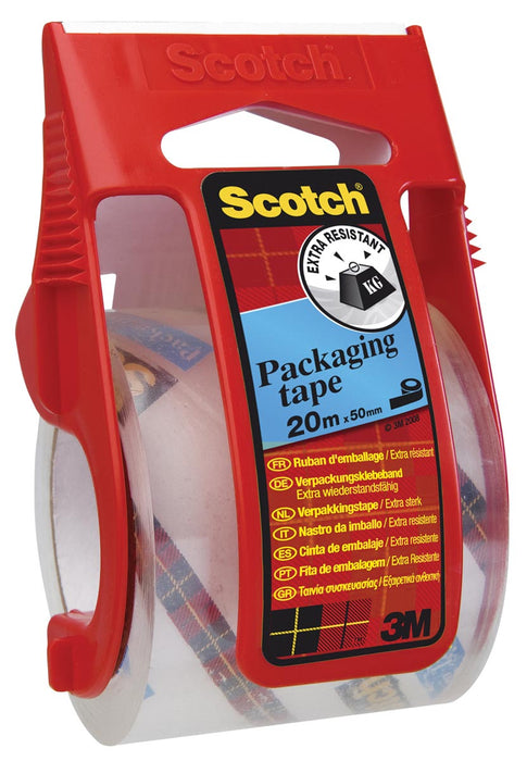 Scotch dispenser met verpakkingstape, afmeting 50 mm x 20 m, transparant