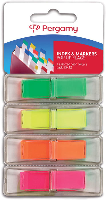 Organiseer en Markeer Neonkleurige Index Stroken met Dispenser - Set van 24 Stuks