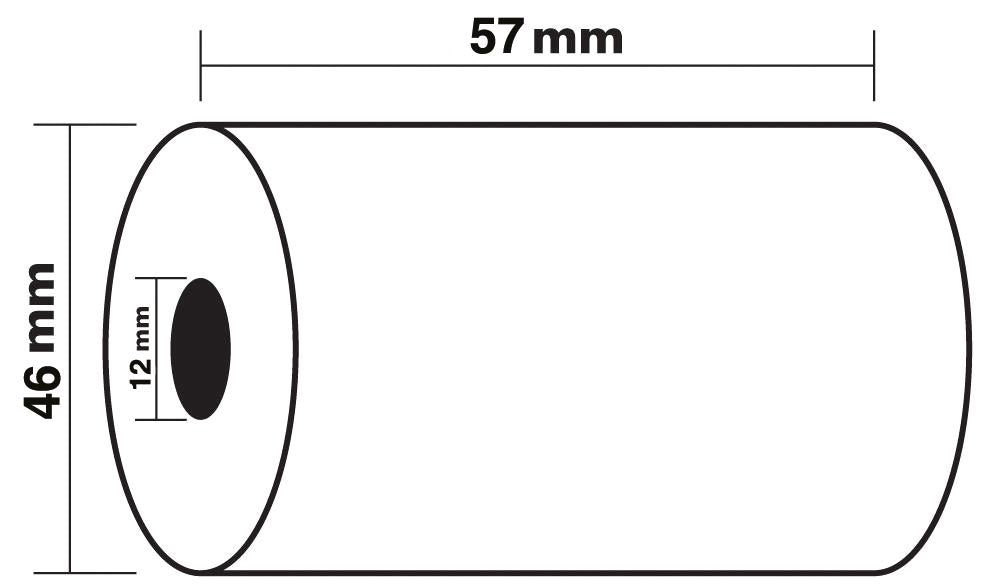 Exacompta thermisch kassarol 57 mm, D +-46 mm, asgat 12 mm, lengte 24 m, pak van 10 rollen