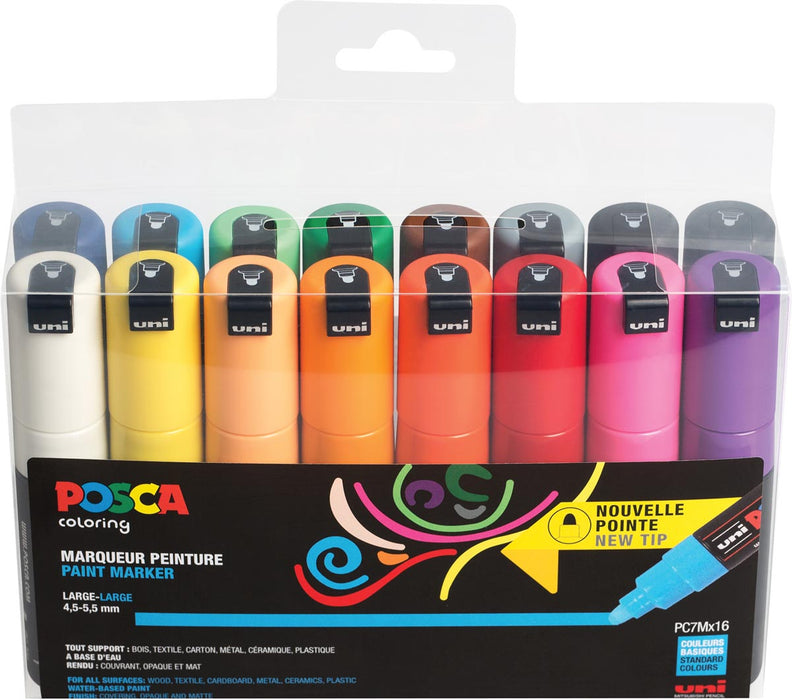 Posca verfmarker PC-7M, set van 16 stuks in verschillende kleuren