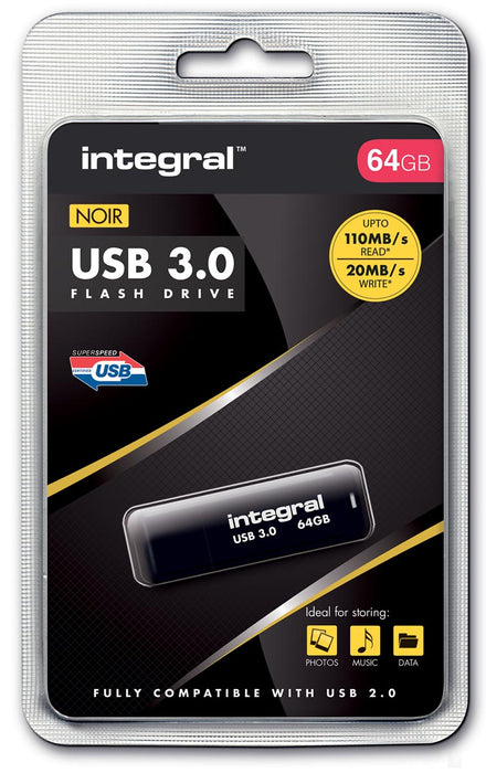 Integral USB-stick 3.0, 64 GB, zwart