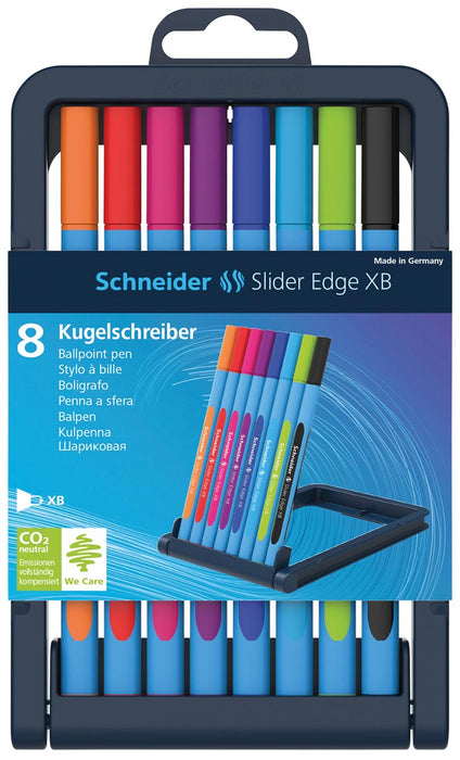 Schneider Balpen Slider Edge XB, opbergdoos met 8 stuks in diverse kleuren