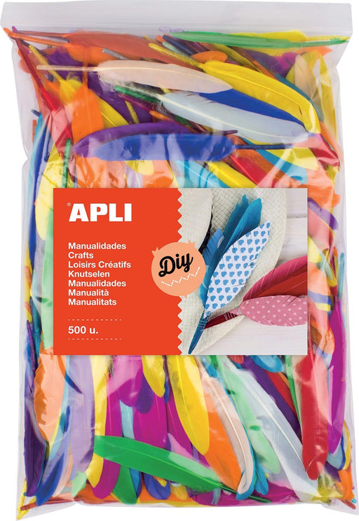 Apli pluimen, zakje met 500 stuks in geassorteerde kleuren 12 stuks, OfficeTown