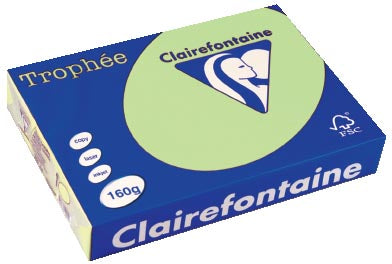 Clairefontaine Trophée Pastel, gekleurd papier, A4, 160 g, 250 vel, groen