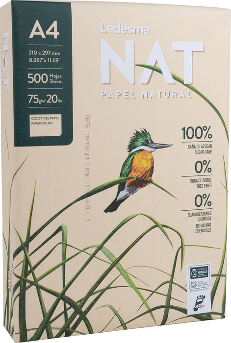 Ledesma NAT natuurlijk suikerrietpapier, A4-formaat, 75 g, 500 vellen, 5 pakken