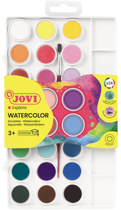 Jovi waterverf, doos met 24 napjes + penseel 12 stuks, OfficeTown
