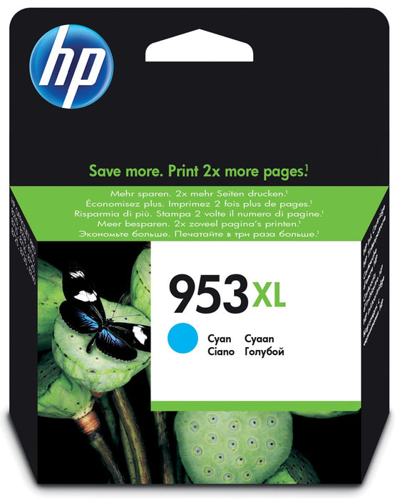 HP inktcartridge 953XL, 1.450 pagina's, OEM F6U16AE, cyaan - Geschikt voor Officejet Pro 8700 series en OfficeJet Pro 8210