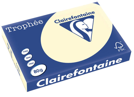 Clairefontaine Trophée Pastel, gekleurd papier, A3, 80 g, 500 vel, crème 5 stuks, OfficeTown