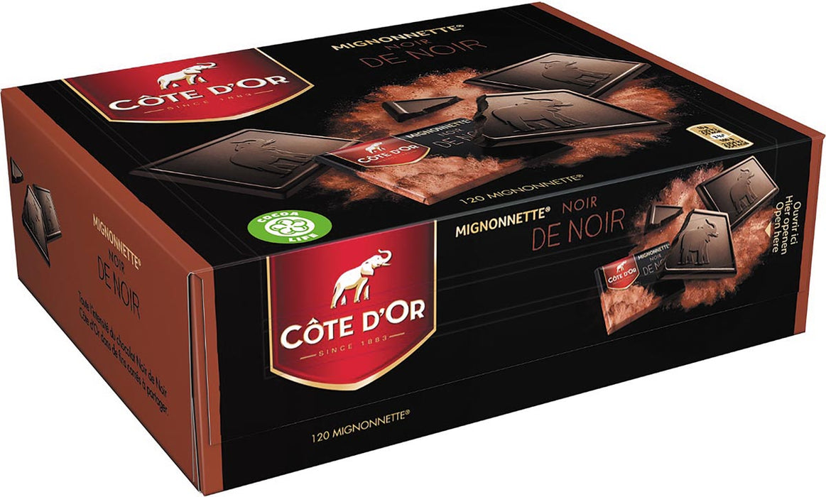 Côte d'Or Mignonnette zwarte chocolade, verpakt per stuk, doos van 120 stuks