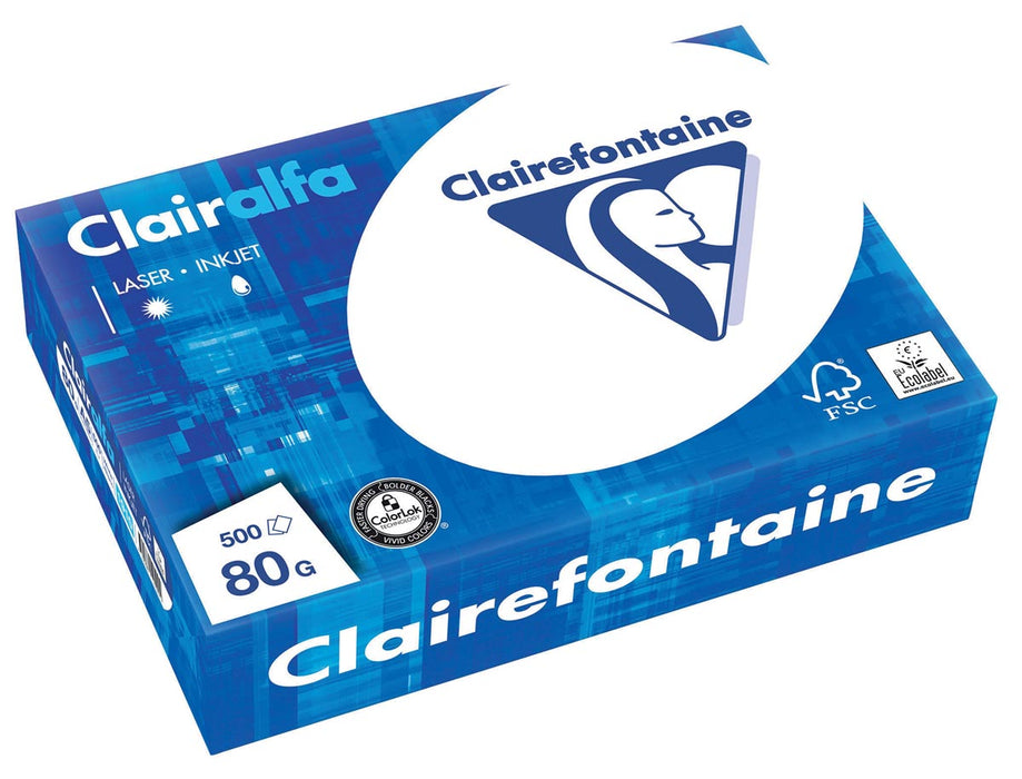 Clairefontaine Clairalfa printpapier A5 formaat, 80 g/m², doos met 500 vellen