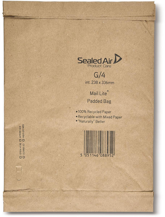 Mail Lite Gevoerde Enveloppen, bruin, G/4, 238 x 336 mm, doos van 50 stuks