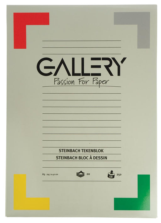 Gallery Steinbach tekenblok, gekorreld, ft 29,7 x 42 cm (A3), 250 g/m², blok van 20 vel 10 stuks, OfficeTown