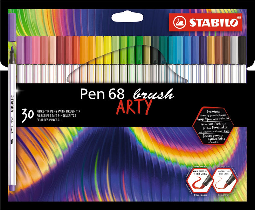STABILO pen 68 penseel ARTY, set van 30 stuks, diverse kleuren