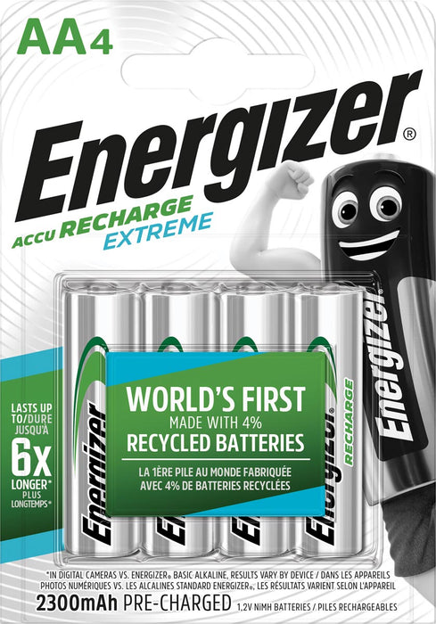Energizer Extreme AA herlaadbare batterijen, 4 stuks per blister