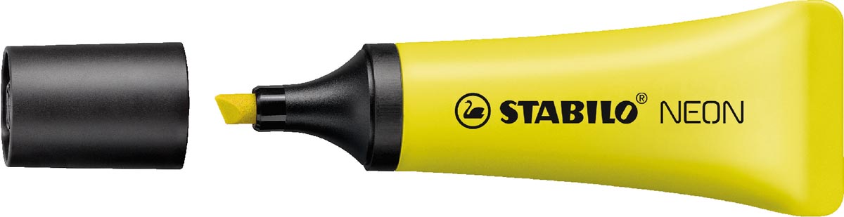 STABILO NEON marker, geel met schuine punt