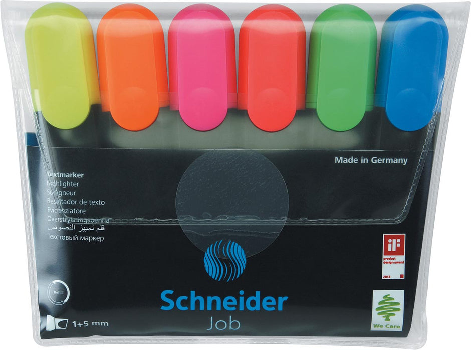 Schneider markeerstift Job 150, etui van 6 stuks in geassorteerde kleuren 30 stuks, OfficeTown