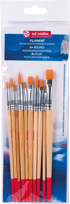 Talens Art Creation aquarelpenselen polyester assorti, set van 10 penselen 5 stuks, OfficeTown