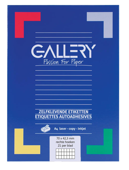Gallery witte etiketten ft 70 x 42,3 mm (b x h), rechte hoeken, doos van 2.100 etiketten 5 stuks, OfficeTown