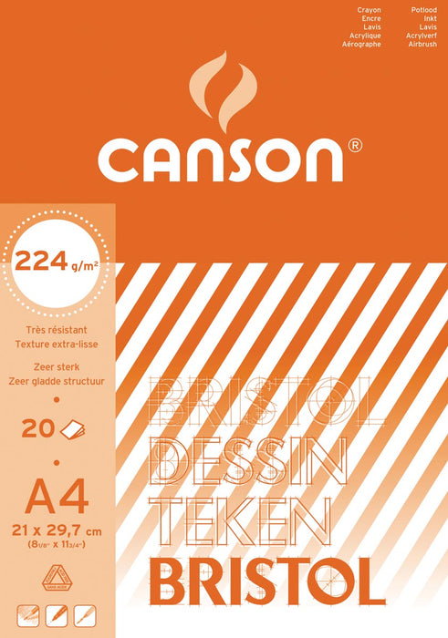 Canson tekenblok Bristol 20 vel 224 g/m² ft 21 x 29,7 cm (A4)