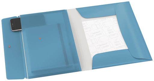Leitz Cosy elastomap met 3 kleppen, met opbergvak met drukknoppsluiting, uit PP, ft A4, blauw 10 stuks, OfficeTown