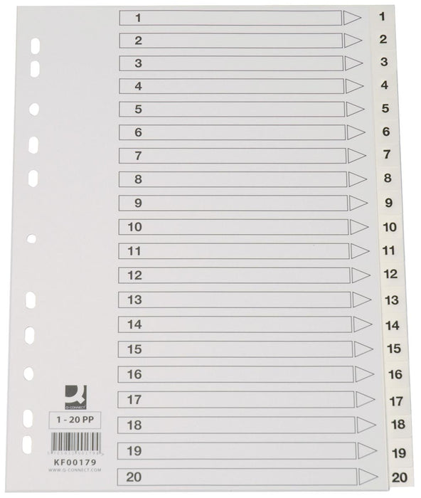 Tabbladen set 1-20, met indexblad, ft A4, wit van Q-CONNECT