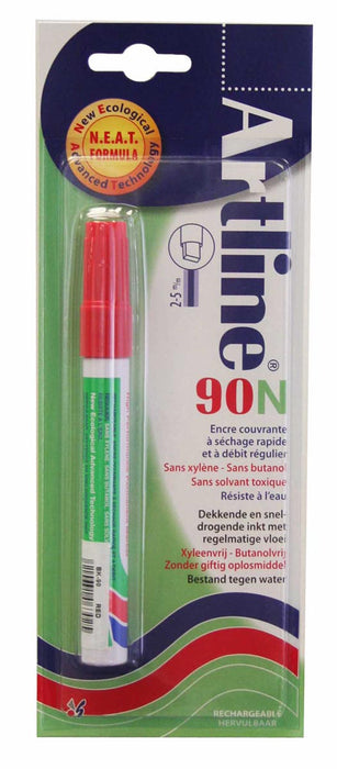 Permanente viltstift Artline 90N rood, op blister