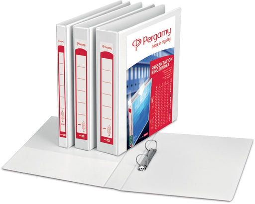 Pergamy personaliseerbare ringmap, ft A4, 2 pochettes, 3 insteektassen, 2 D-ringen van 25 mm, wit 10 stuks, OfficeTown