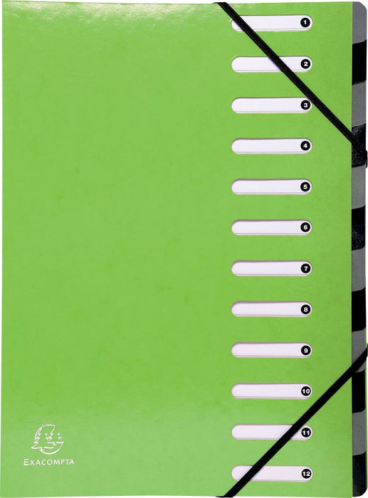 Exacompta Iderama sorteermappen, 12 vakken, met elastische sluiting, groen