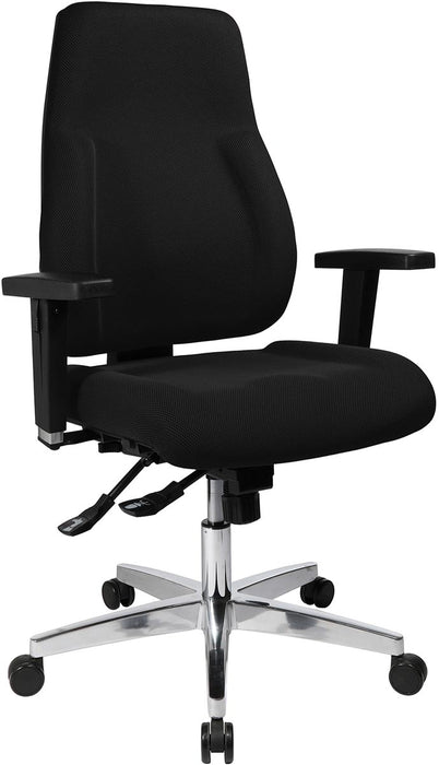 Topstar bureaustoel P91, zwart - Verstelbare bureaustoel met armleuningen en chroomen basis