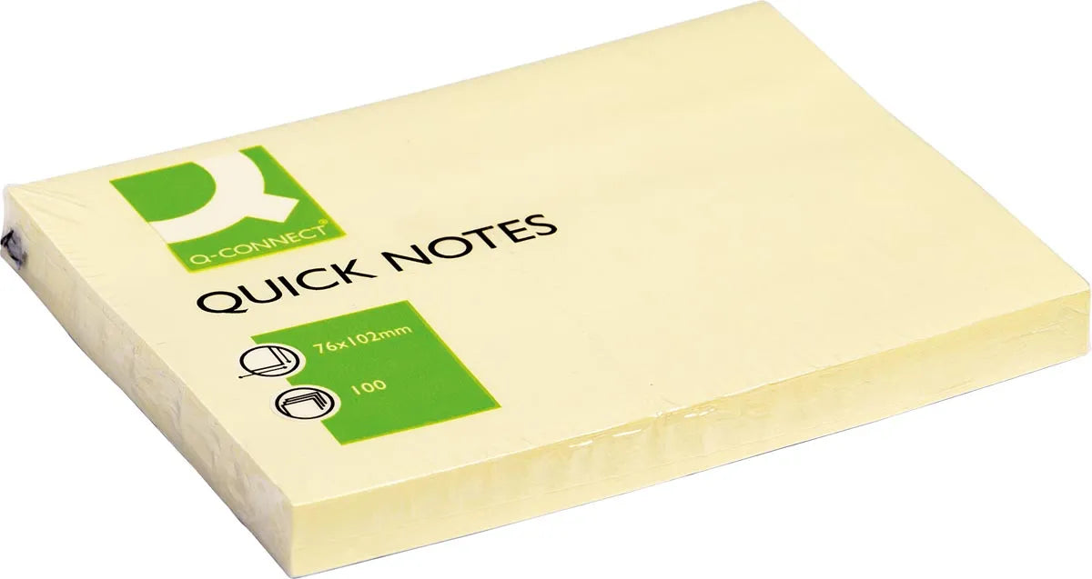 Q-CONNECT Quick Notes, ft 76 x 102 mm, 100 vel, geel 12 stuks, OfficeTown