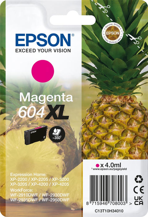 Epson inktcartridge 604 XL, 350 pagina's, OEM C13T10H34010, magenta Epson