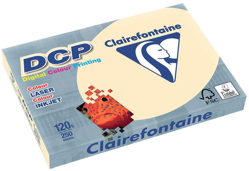 Clairefontaine DCP presentatiepapier A4, 120 g, ivoor, pak van 250 vel 5 stuks, OfficeTown