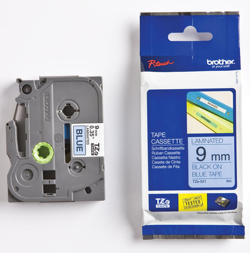 Brother TZe tape voor P-Touch 9 mm, zwart op blauw 25 stuks, OfficeTown