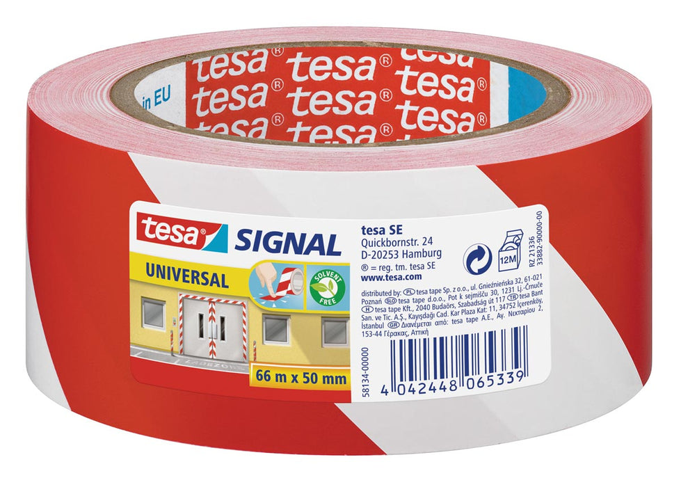 Tesa waarschuwingstape Universal, ft 50 mm x 66 m, rood/wit