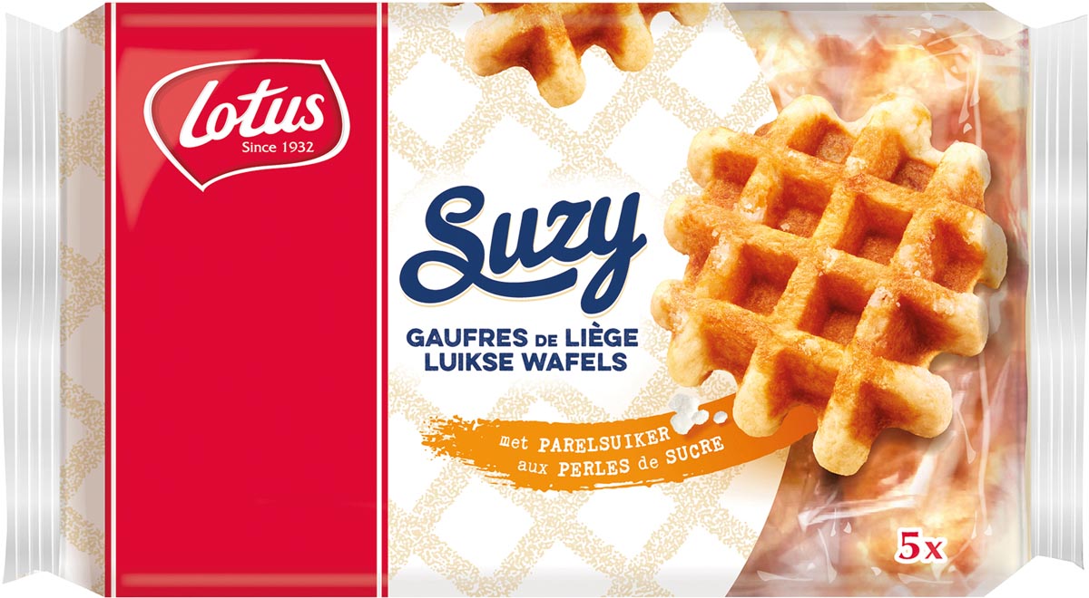 Lotus Suzy Luikse wafels met parelsuiker, 50 g, verpakking van 5 stuks