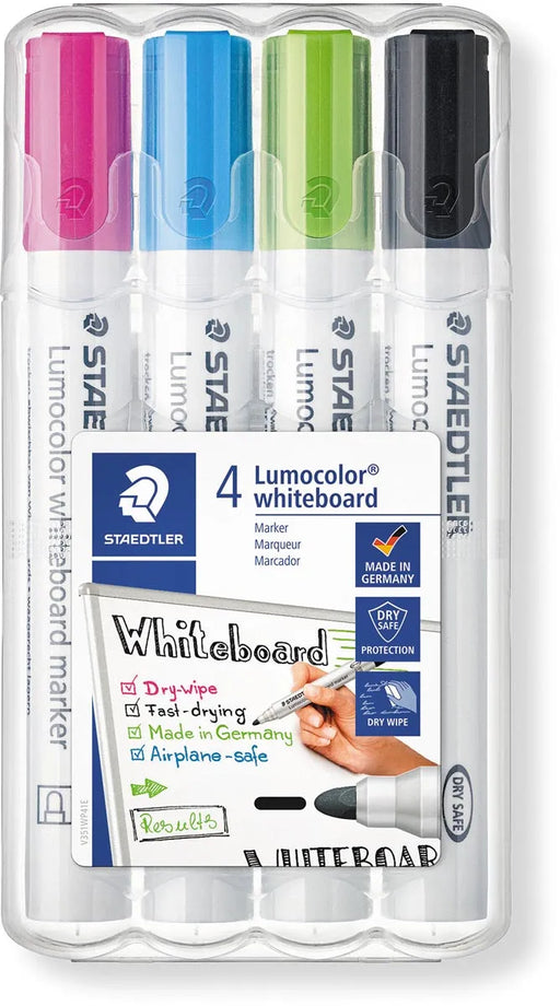 Staedtler Lumocolor whiteboardmarker etui van 4 stuks in geassorteerde kleuren 5 stuks, OfficeTown