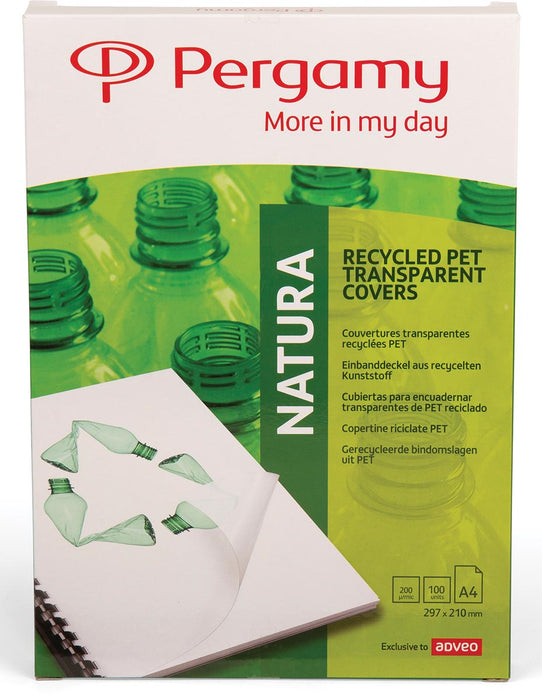 Omslagen van gerecycled plastic voor A4-documenten, 200 micron, verpakking van 100 stuks