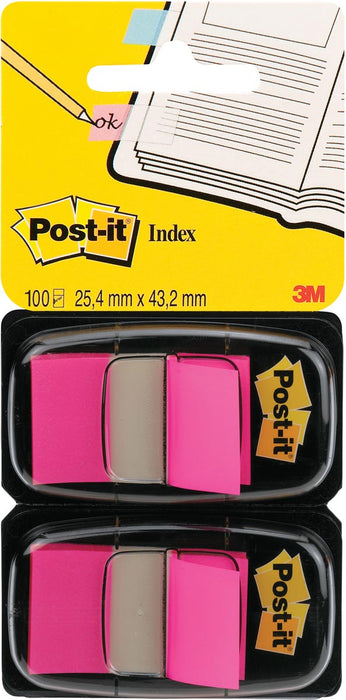 Post-it indexstandaard, ft 24,4 x 43,2 mm, houder met 2 x 50 tabs, roze