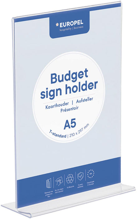 Europel folderhouder Budget met T-voet voor A5-formaat