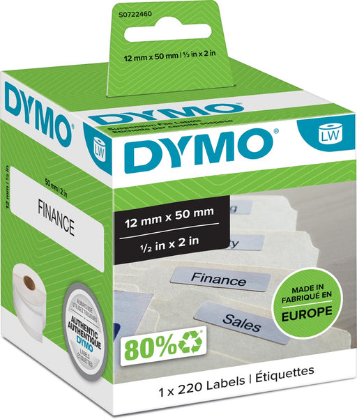 Dymo etiketten LabelWriter ft 50 x 12 mm, wit, 220 etiketten 6 stuks, OfficeTown