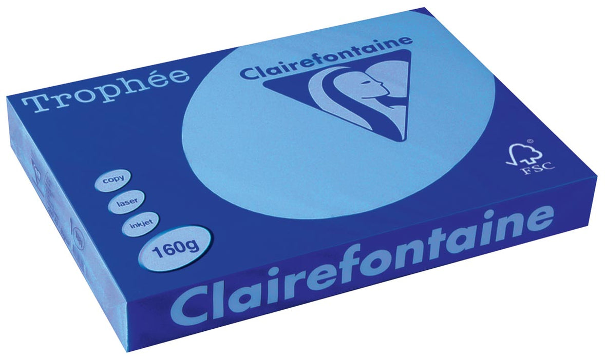 Clairefontaine Trophée Intens, gekleurd papier, A3, 160 g, 250 vel, koningsblauw -