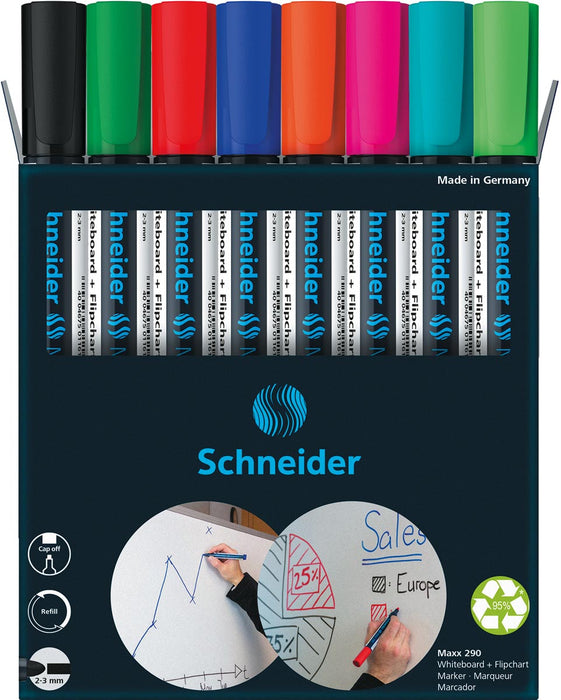 Schneider Maxx 290 whiteboard marker, 6 + 2 gratis, assorted 15 stuks