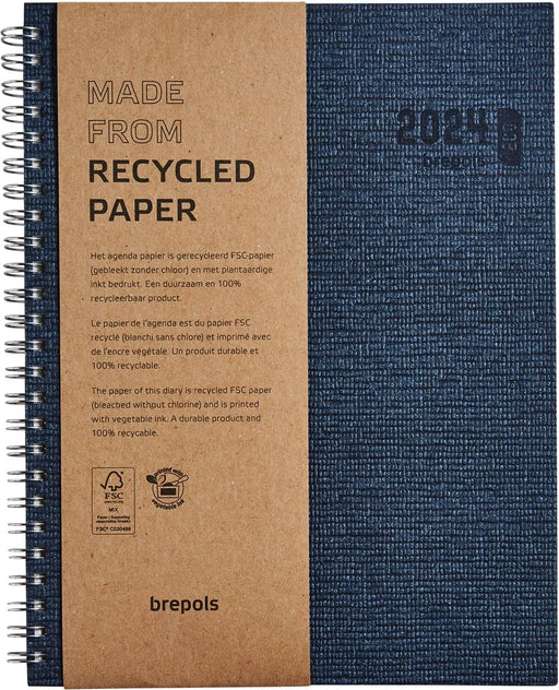 Brepols agenda Ecotiming, Kazar, blauw, 2025, spiraalgebonden, OfficeTown