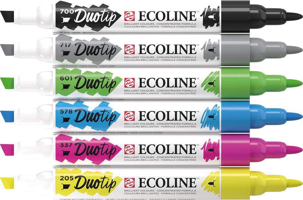 Talens Ecoline Duotip Brush pen, etui van 6 stuks, basis