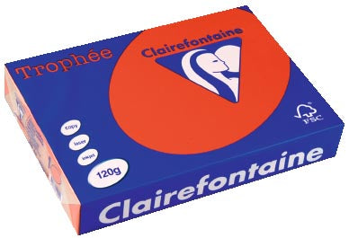 Clairefontaine Trophée Intens, gekleurd papier, A4, 120 g, 250 vel, koraalrood