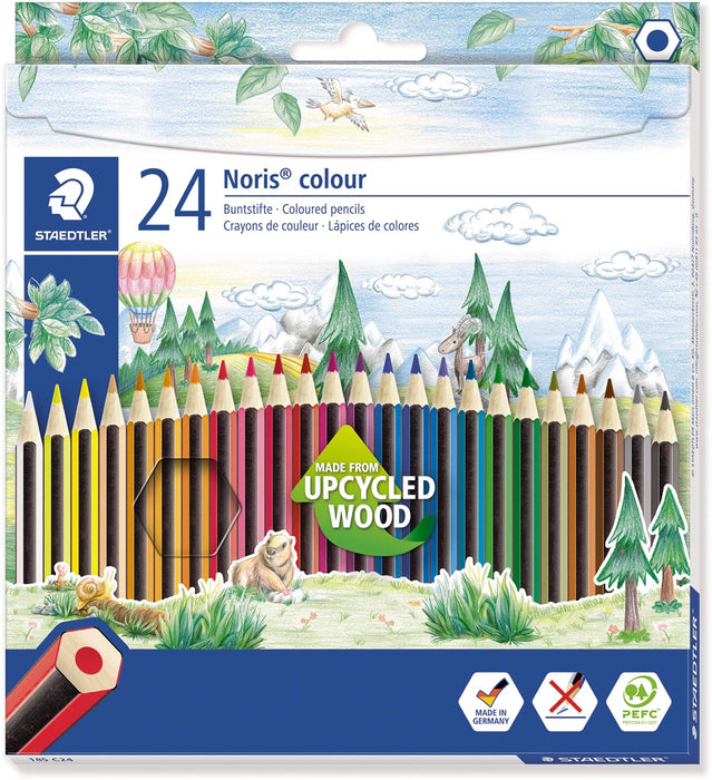 Staedtler kleurpotloden Noris Colour, 24 stuks in gevarieerde kleuren in een hangende doos