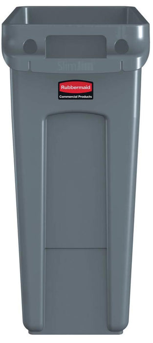 Rubbermaid afvalbak Slim Jim, 60 liter, grijs met luchtsleuven